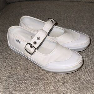 Vans Kids White Mary Jane Buckle Canvas Sneakers